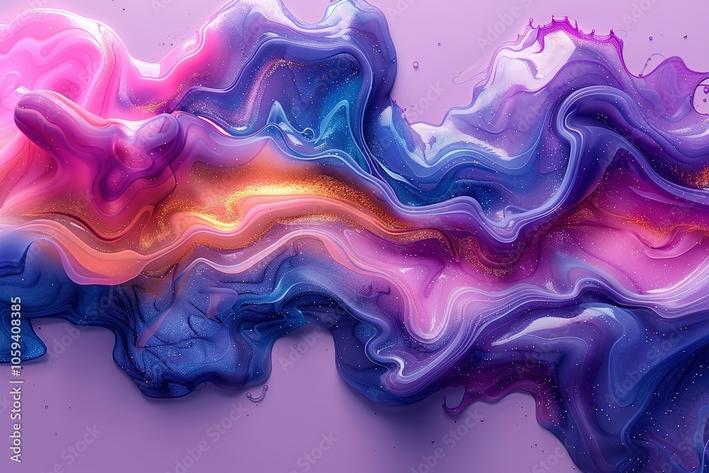 A colorful, swirling line of paint with a purple and gold hue A colorful, swirling line of paint with a purple and gold hue