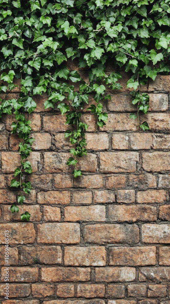 Brick wall with ivy growing on it Brick wall with ivy growing on it