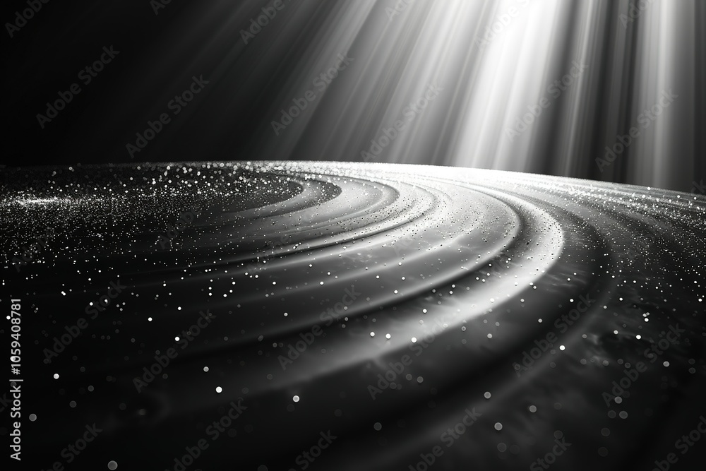Fototapeta premium A black and white photo of a wave with a lot of glitter on it