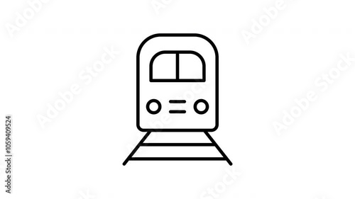 Train animated line icon. Black color line icon animation. 4K video with transparent background