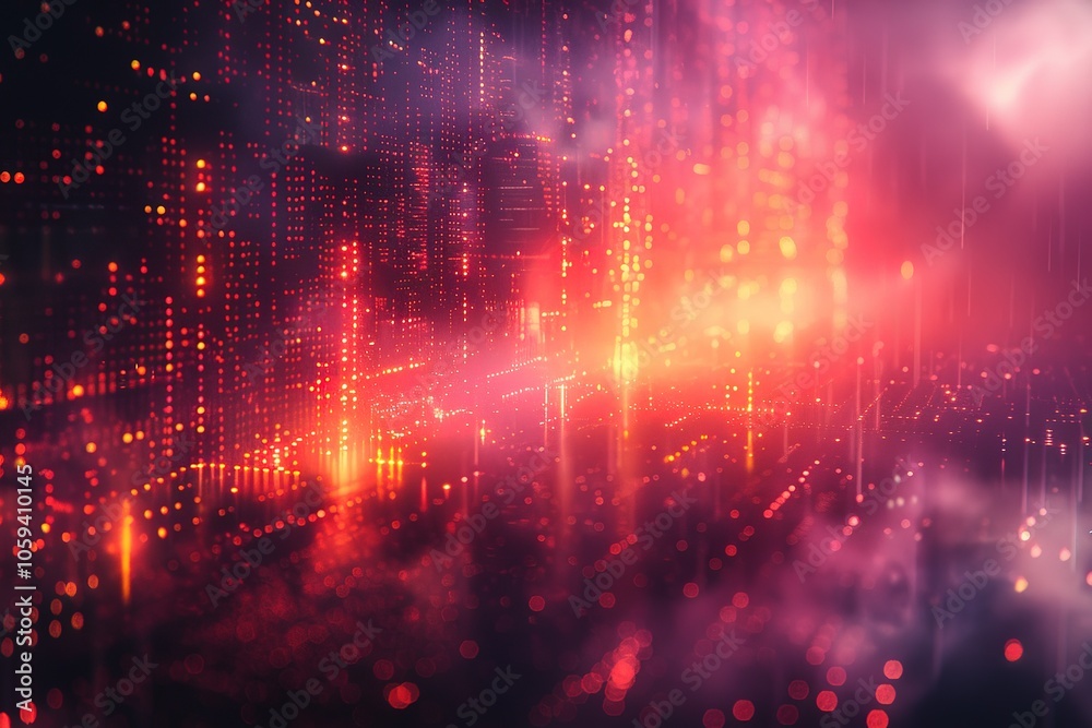 A bright red background with a lot of dots and lines A bright red background with a lot of dots and lines