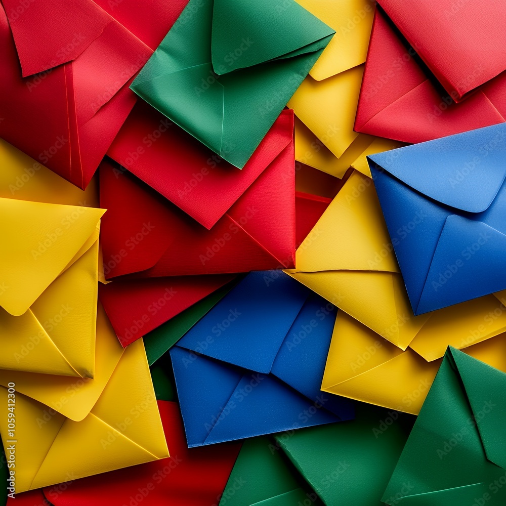 Colorful envelopes stacked together. Colorful envelopes stacked together.