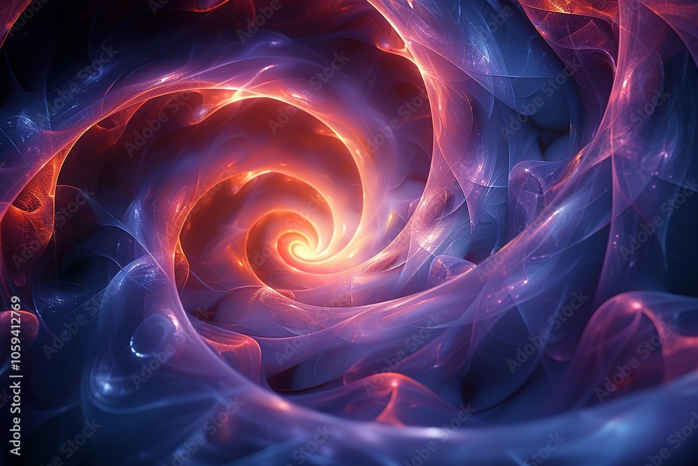 Obraz premium A spiral of blue and red colors with a glowing center