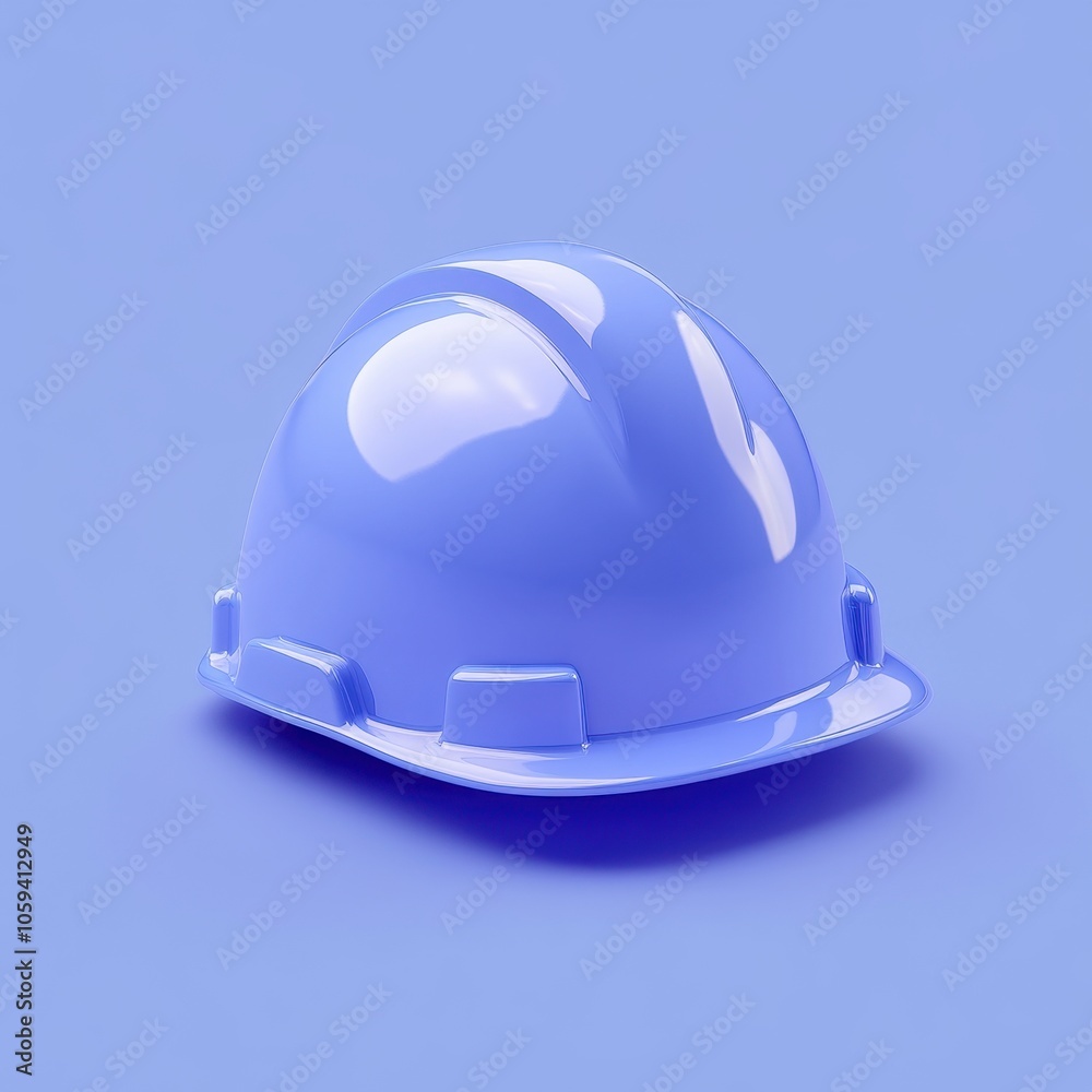 Fototapeta premium Minimalist Blue Hard Hat on Vibrant Background
