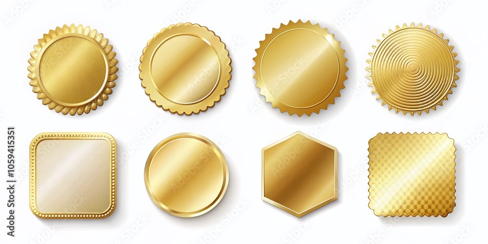 Set of Gold Square and Circle Stickers with Wavy Borders for Sale Offers, Price Tags, and Labels in Architectural Photography Style for Vector Illustration Set of Gold Square and Circle Stickers with Wavy Borders for Sale Offers, Price Tags, and Labels in Architectural Photography Style for Vector Illustration