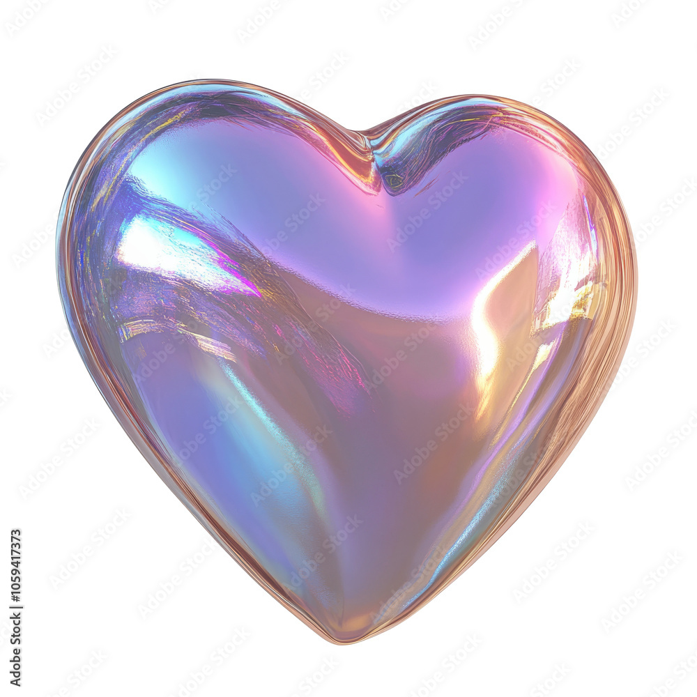 Shimmering iridescent heart on a plain background transparent Shimmering iridescent heart on a plain background transparent