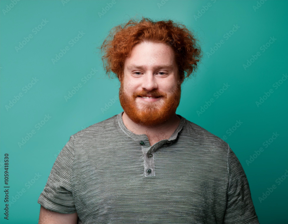Happy Man Smiling Against Colorful Studio Background