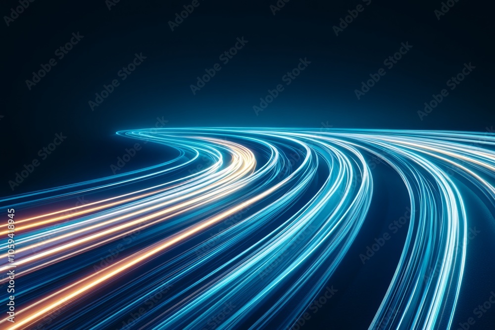 smooth light trails curving over a deep blue background, gentle gradients fading into darkness, soft white and blue lights casting a radiant glow, subtle reflections, sophisticated smooth light trails curving over a deep blue background, gentle gradients fading into darkness, soft white and blue lights casting a radiant glow, subtle reflections, sophisticated