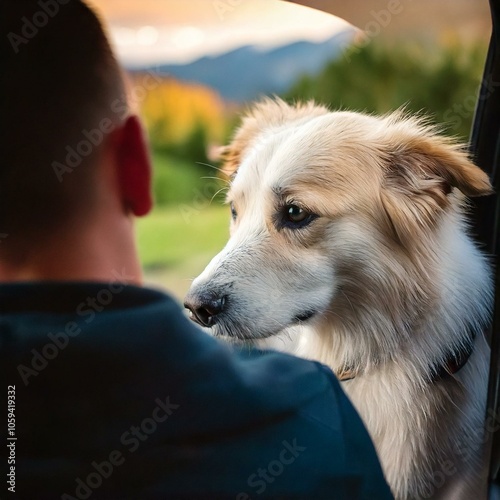 portrait of a dog and its owner enjoying eachothers company photo