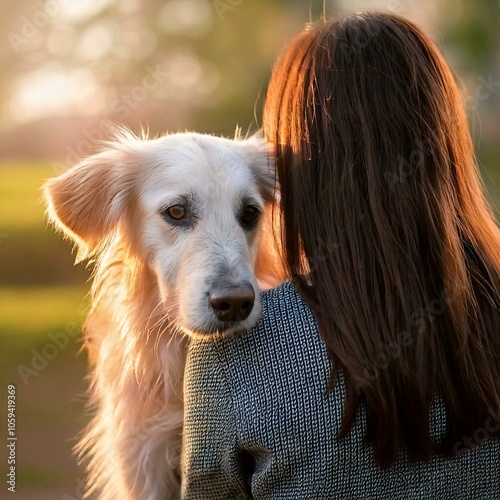 portrait of a dog and its owner enjoying eachothers company photo