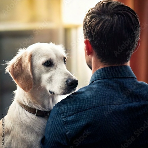 portrait of a dog and its owner enjoying eachothers company photo