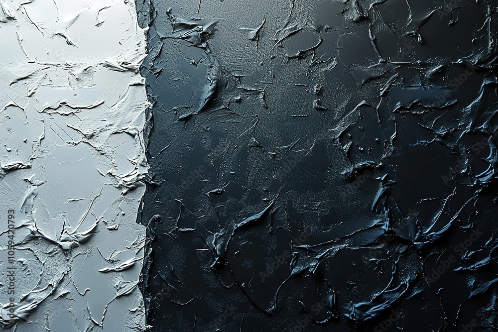 A black and white painting with a blue background A black and white painting with a blue background