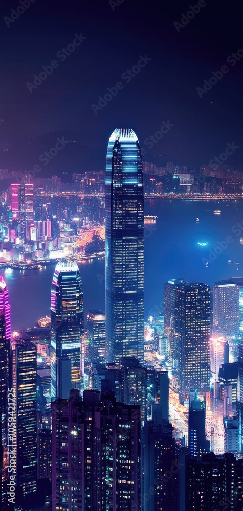 custom made wallpaper toronto digitalA vibrant city skyline at night showcasing illuminated skyscrapers and lively streets