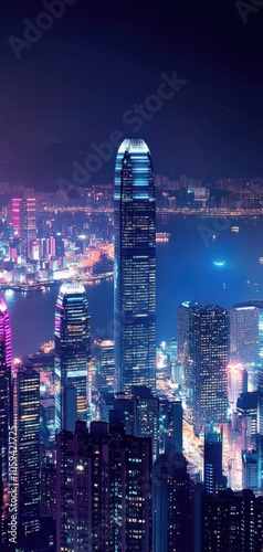 Wallpaper Mural A vibrant city skyline at night showcasing illuminated skyscrapers and lively streets Torontodigital.ca