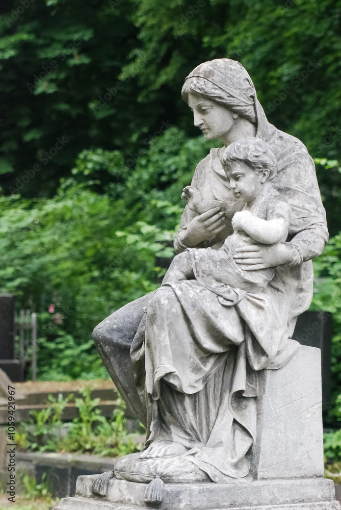 Monument to mother and child at Lychakiv Cemetery in Lviv, Ukraine. Monument to mother and child at Lychakiv Cemetery in Lviv, Ukraine.