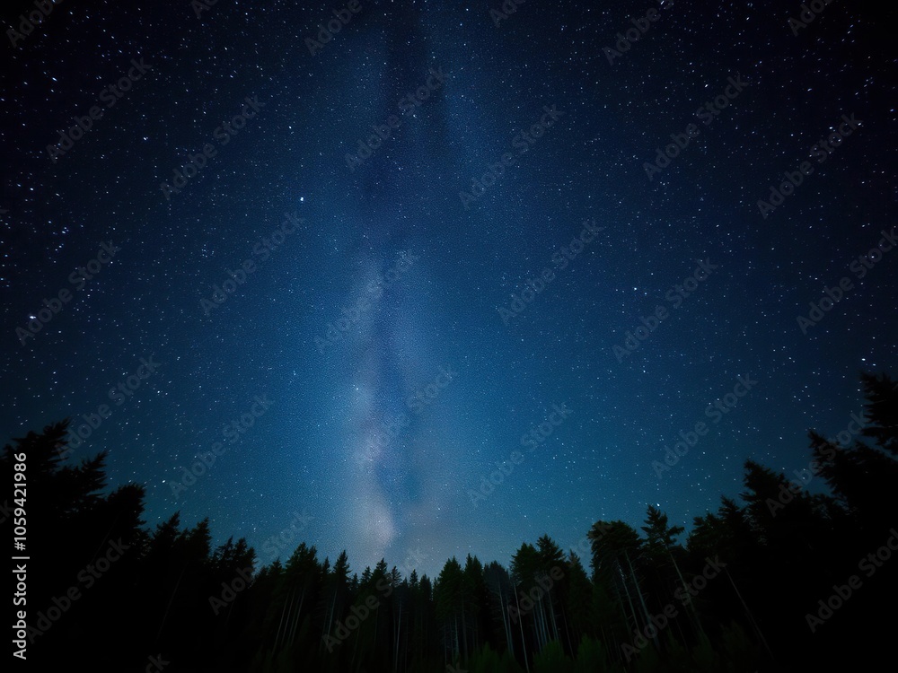 A stunning view of the milky way galaxy shining brightly over a dense forest at night, nature, space A stunning view of the milky way galaxy shining brightly over a dense forest at night, nature, space