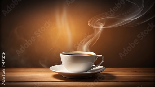 A stylized illustration of a cup of hot coffee with a subtle steam design and a minimalist background, illustration, steam, morning, hot coffee, drink