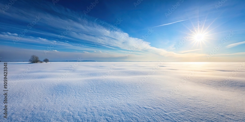 A vast expanse of white snow stretched out under a pale sunlit sky, peaceful, winter, white A vast expanse of white snow stretched out under a pale sunlit sky, peaceful, winter, white