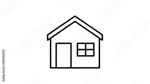 House line icon. Black color line icon animation. 4K video with transparent background