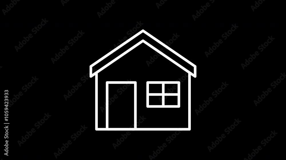 House line icon. White color line icon animation. 4K video with transparent background House line icon. White color line icon animation. 4K video with transparent background