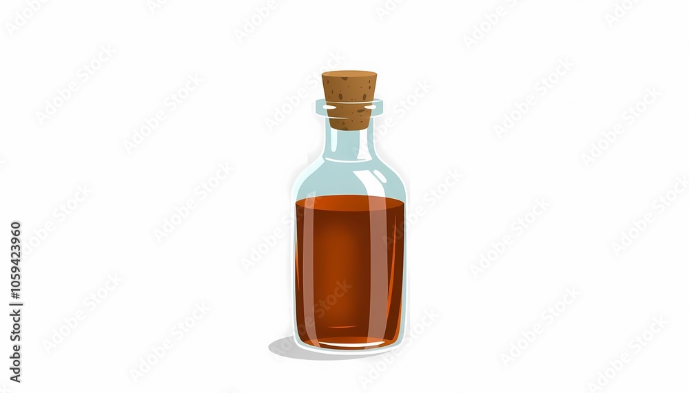Glass Bottle with Brown Liquid Glass Bottle with Brown Liquid
