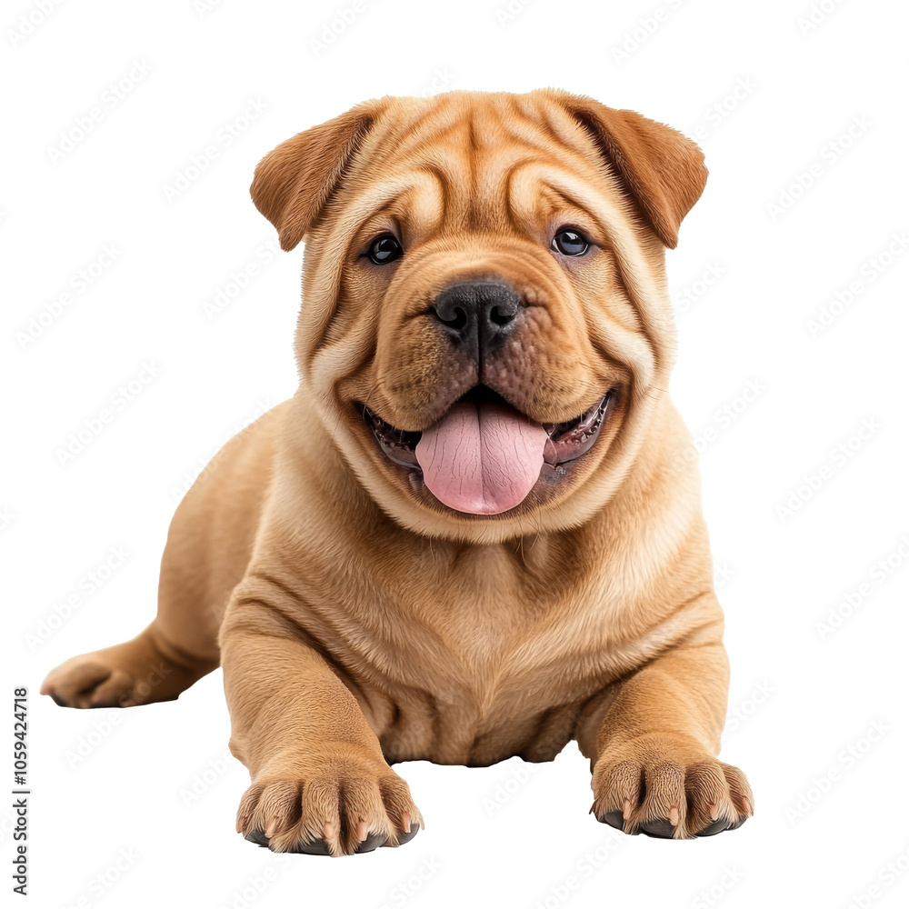 Happy Shar Pei puppy relaxing indoors transparent Happy Shar Pei puppy relaxing indoors transparent