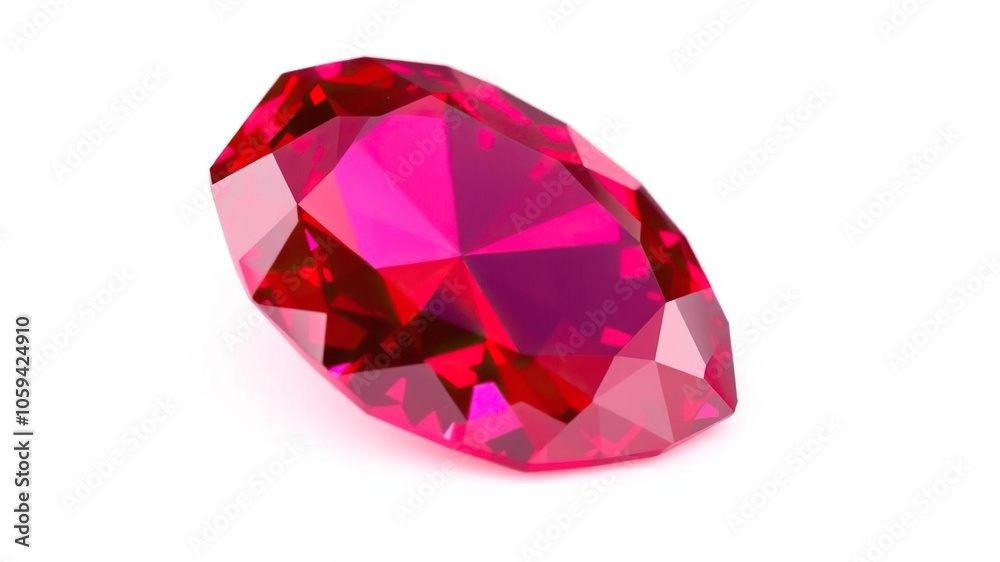 A vibrant ruby crystal showcasing its vivid red hue, set against a clean white background, crystal, precious A vibrant ruby crystal showcasing its vivid red hue, set against a clean white background, crystal, precious