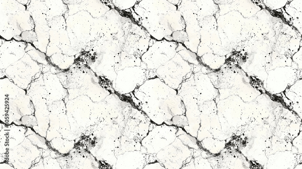 Seamless pattern of silver marble ink textures with a chaotic abstract design on a pristine white background Seamless pattern of silver marble ink textures with a chaotic abstract design on a pristine white background
