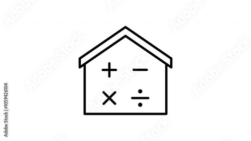 Household expenses price line icon. Black color line icon animation. 4K video with transparent background