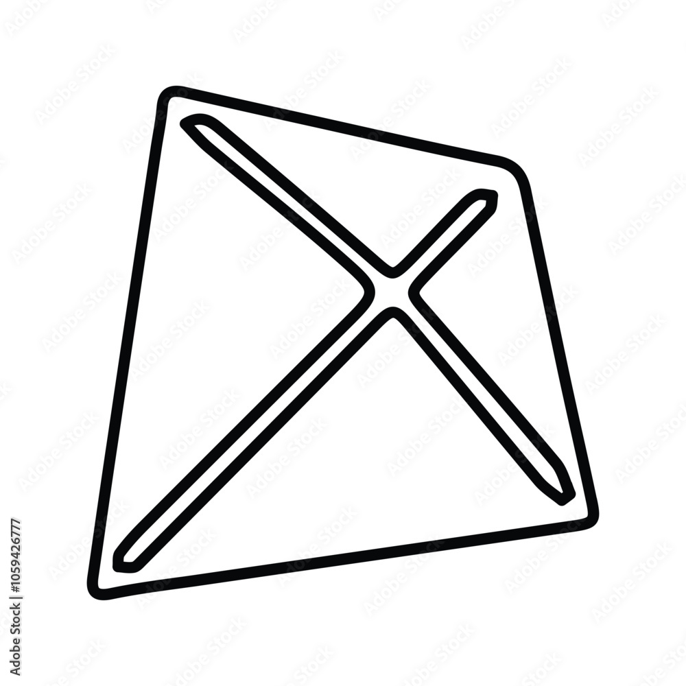 Kite Icon. Toys made of paper or plastic that can fly in the wind. Controlled With Rope Or Thread. Vector illustration. Customizable thin line illustration. Editable stroke. Kite Icon. Toys made of paper or plastic that can fly in the wind. Controlled With Rope Or Thread. Vector illustration. Customizable thin line illustration. Editable stroke.