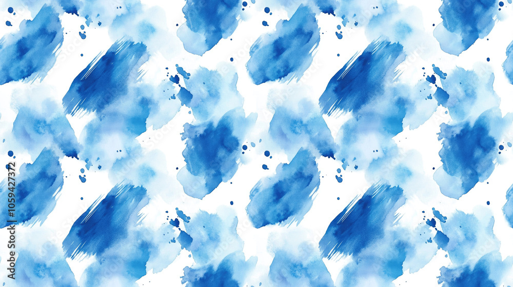 Seamless pattern of abstract blue watercolor splash strokes on a clean white background ideal for paper art design Seamless pattern of abstract blue watercolor splash strokes on a clean white background ideal for paper art design