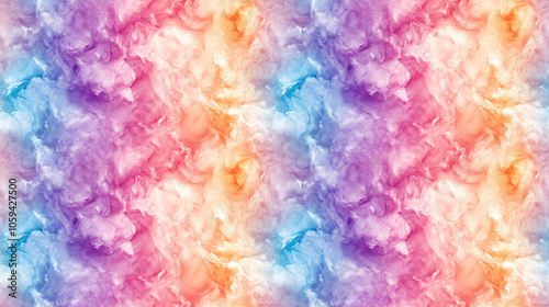 Seamless tie dye pattern featuring soft pastel colors and a bohemian silk texture ideal for wallpapers and interior design accents