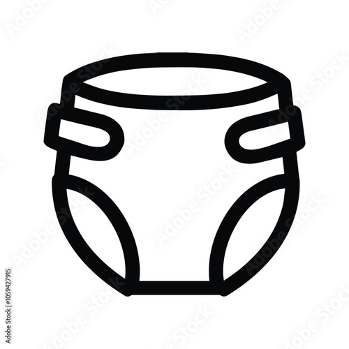 Baby Diaper or Adult Diaper icon. Vector Illustration. Customizable thin line illustration.  Editable stroke.