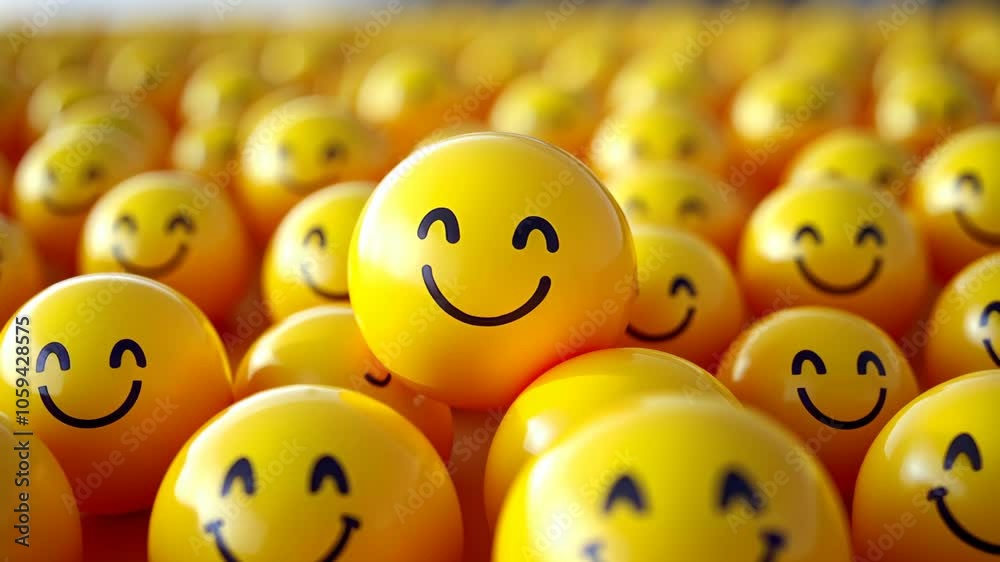 A close-up of a cluster of yellow smiley faces