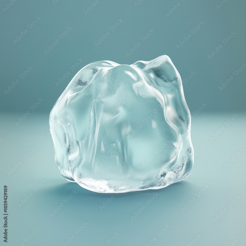 Translucent Ice Cube on Teal Background Translucent Ice Cube on Teal Background