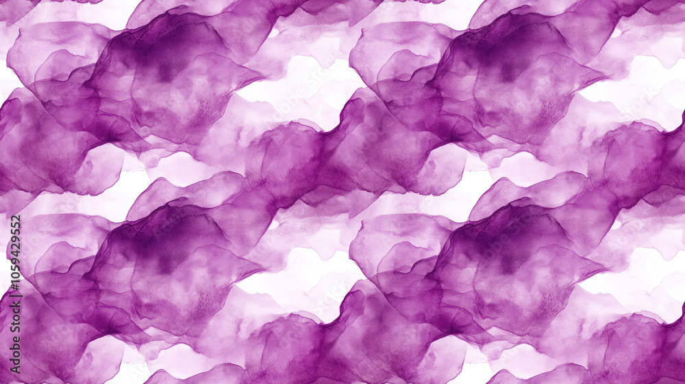 Fototapeta premium Abstract purple watercolor smudges forming a seamless pattern perfect for fabric design or artistic backgrounds