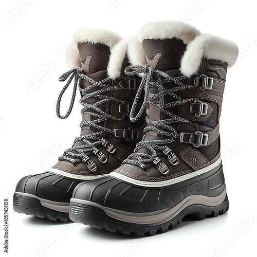 snow boots isolated on white background photo