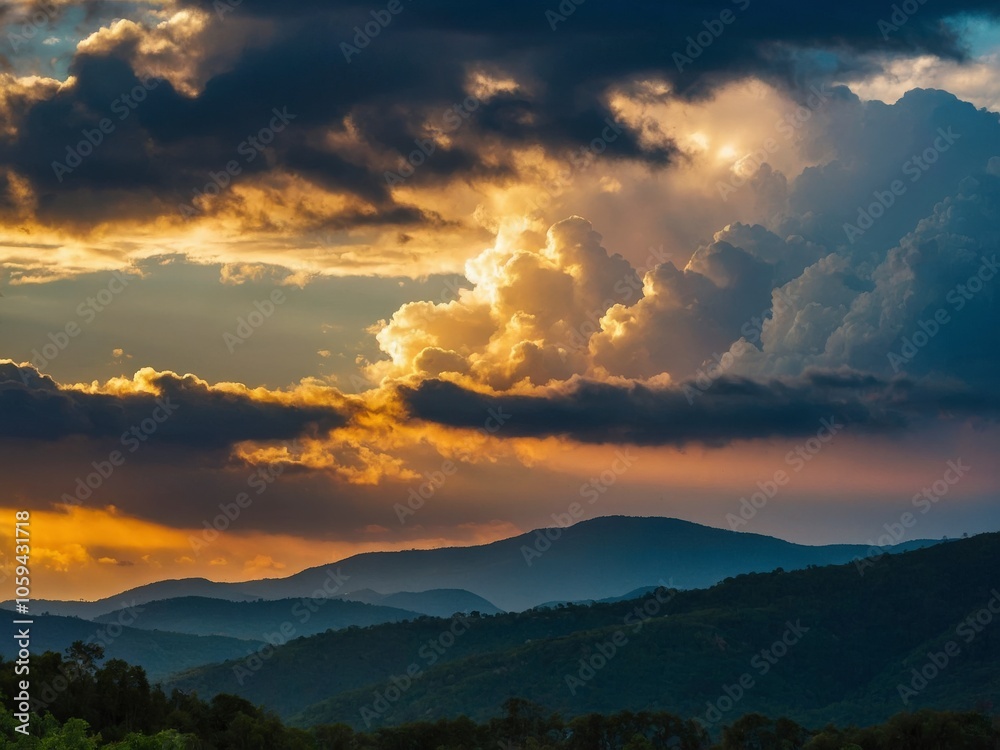 Obraz premium Sunset Over the Mountain Range