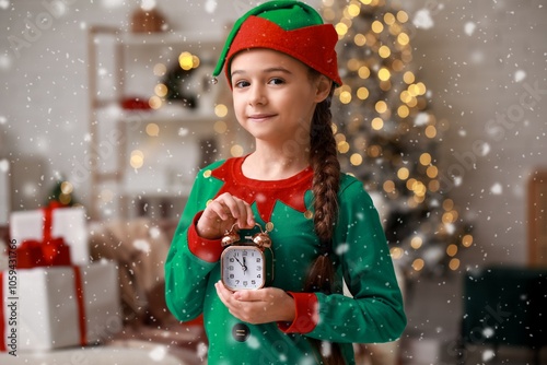 Cute little girl in elf cos...