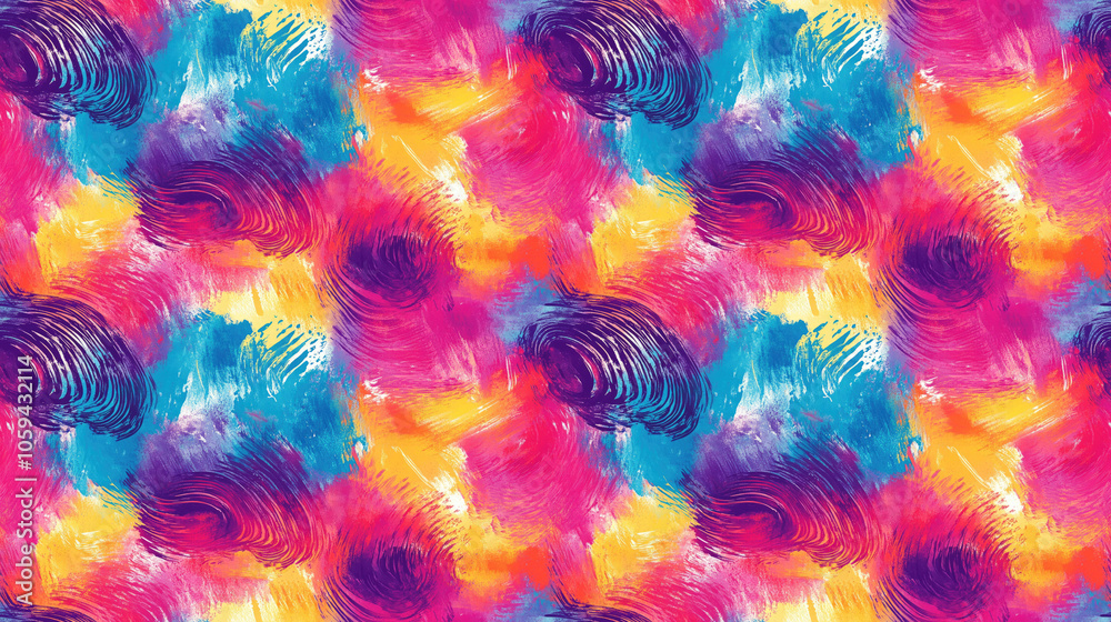 Obraz premium Colorful seamless pattern of watercolor strokes and abstract shapes textile design artistic decor