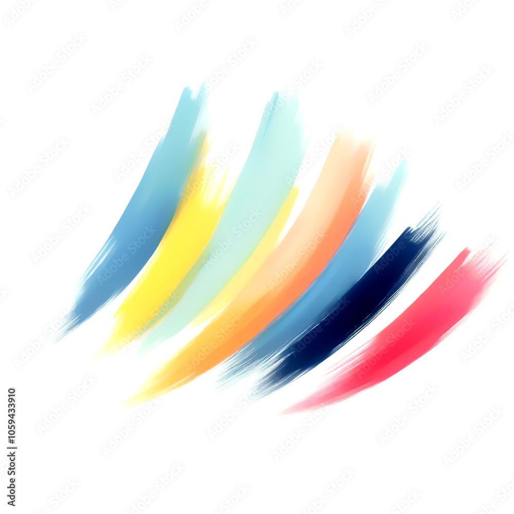 Obraz premium Generated Elongated Colorful Brushstrokes on Minimalist Canvas