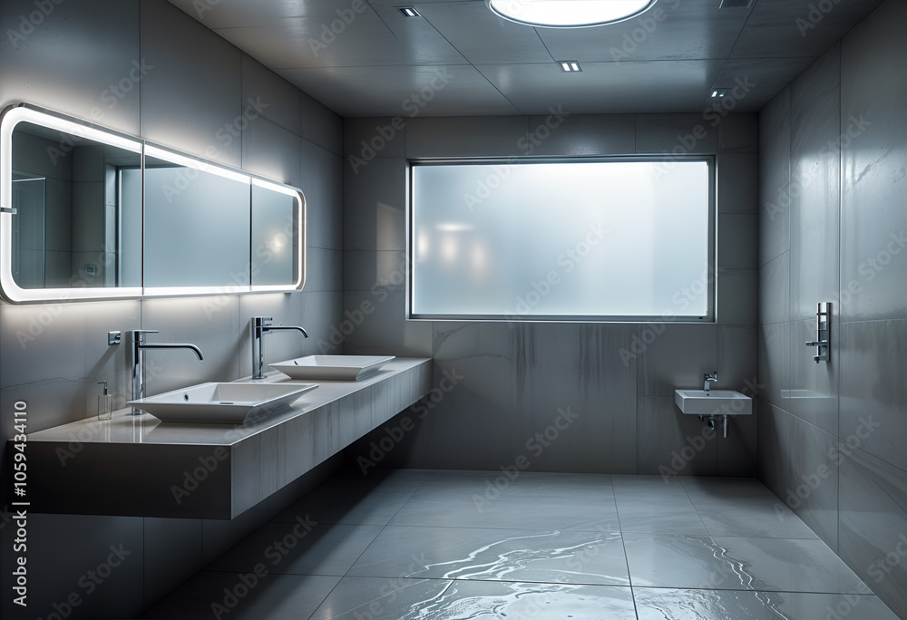 Futuristic Minimalist Bathroom with Metallic and Glass Accents Futuristic Minimalist Bathroom with Metallic and Glass Accents