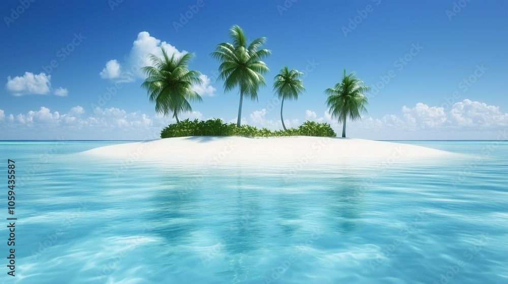 Tranquil Tropical Island Paradise Scene Tranquil Tropical Island Paradise Scene