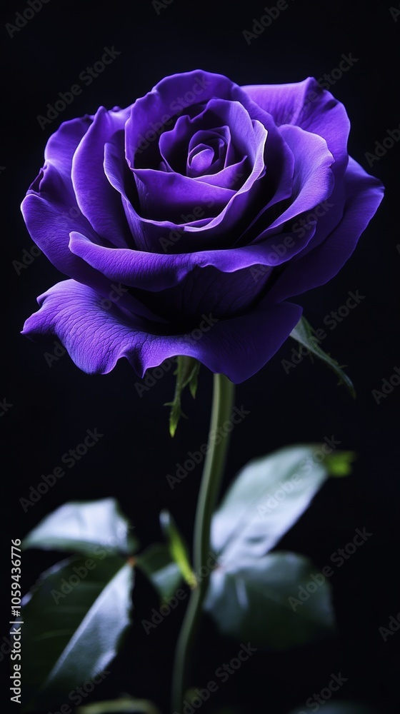Purple rose blooming elegantly on dark background Purple rose blooming elegantly on dark background