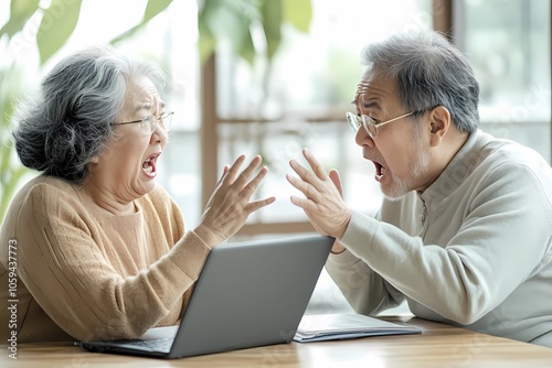 Elderly people at laptops, actively participating in digital culture, symbolizing growth, learning, and connection in a contemporary setting with technology