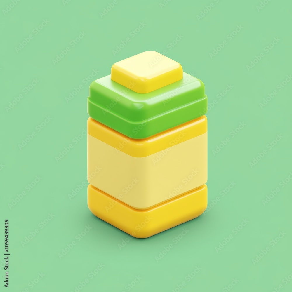 Vibrant Green and Yellow Plastic Container Vibrant Green and Yellow Plastic Container