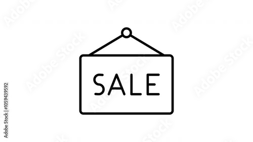 Advertisement for sale line icon. Black color line icon animation. 4K video with transparent background