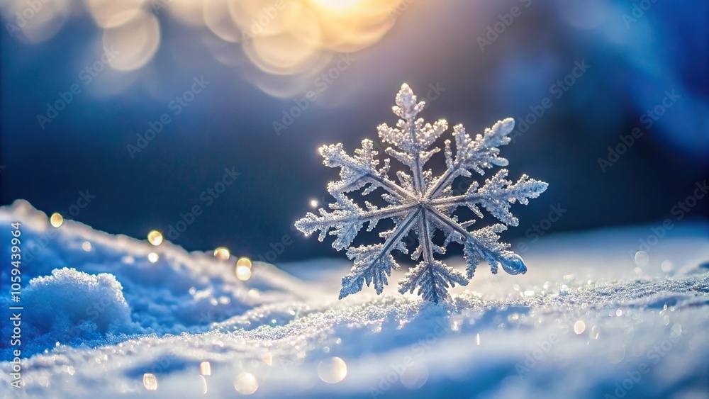 Close-up shot of a freshly fallen snowflake gently landing on a bed of fresh spring snow, covered in intricate patterns and delicate edges., snow, nature Close-up shot of a freshly fallen snowflake gently landing on a bed of fresh spring snow, covered in intricate patterns and delicate edges., snow, nature