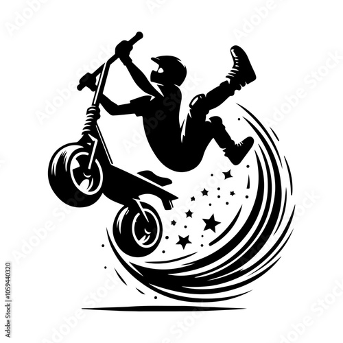 Stunt Scooter silhouette vector Kick scooter silhouette illustration Scooter Vector icon