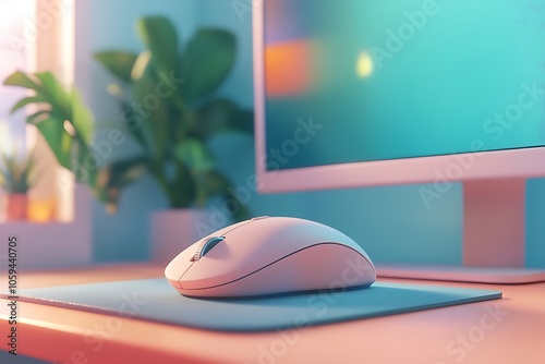 3d icon of ergonomic computer mouse